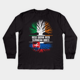 Irish Grown With Slovakian Roots Ireland Flag Kids Long Sleeve T-Shirt